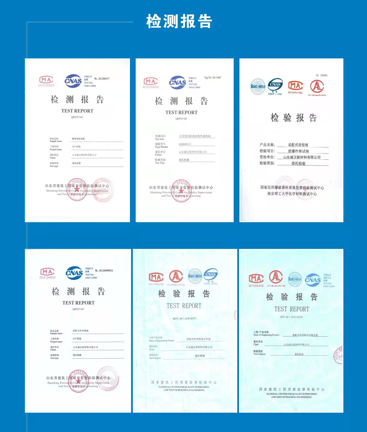 山东威汉新材料有限公司检测报告 山东威汉新材料有限公司检测报告